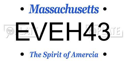 EVEH43 Massachusetts License Plate