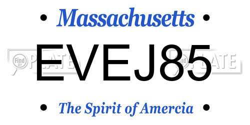 EVEJ85 Massachusetts License Plate