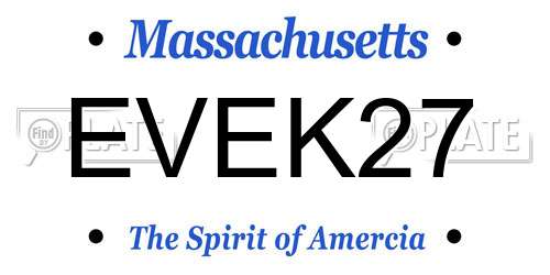 EVEK27 Massachusetts License Plate