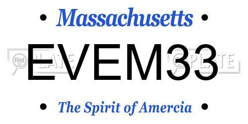 EVEM33 Massachusetts License Plate