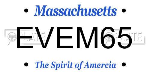 EVEM65 Massachusetts License Plate