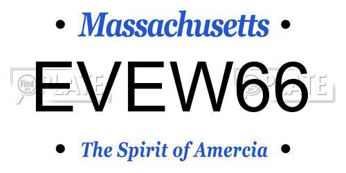 EVEW66 Massachusetts License Plate