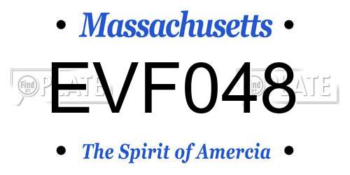 EVF048 Massachusetts License Plate