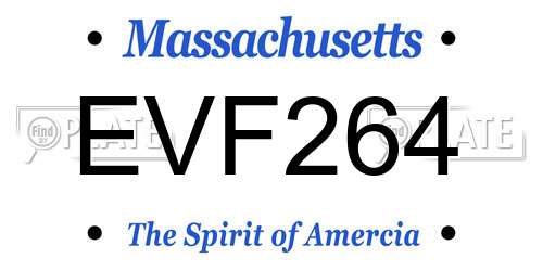 EVF264 Massachusetts License Plate