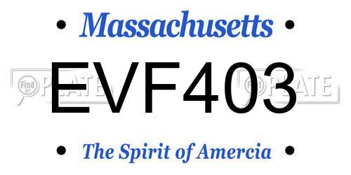 EVF403 Massachusetts License Plate