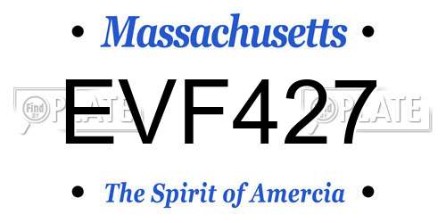 EVF427 Massachusetts License Plate