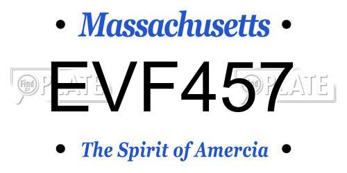 EVF457 Massachusetts License Plate