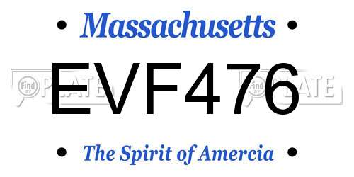 EVF476 Massachusetts License Plate