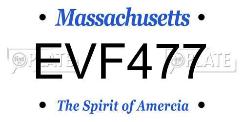 EVF477 Massachusetts License Plate
