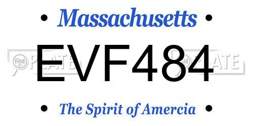 EVF484 Massachusetts License Plate