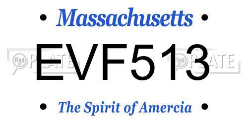 EVF513 Massachusetts License Plate