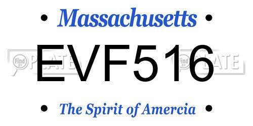 EVF516 Massachusetts License Plate