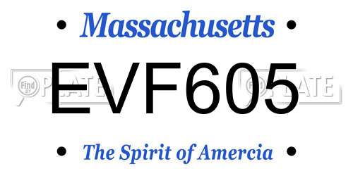 EVF605 Massachusetts License Plate