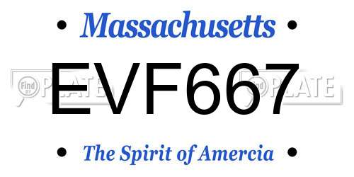 EVF667 Massachusetts License Plate