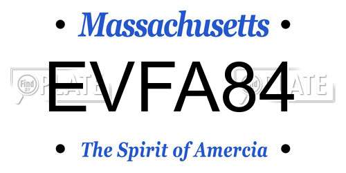 EVFA84 Massachusetts License Plate