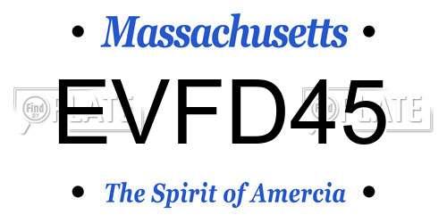 EVFD45 Massachusetts License Plate