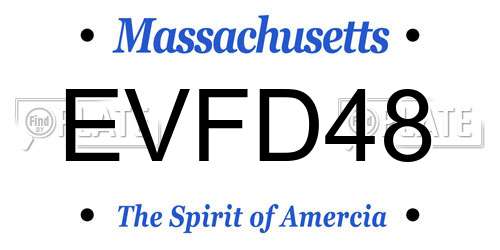 EVFD48 Massachusetts License Plate