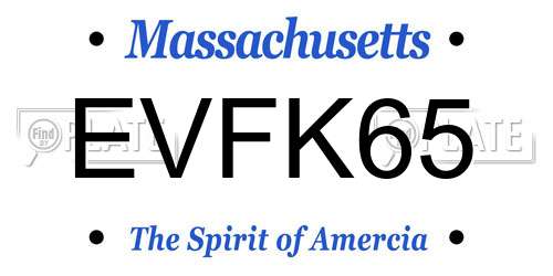 EVFK65 Massachusetts License Plate