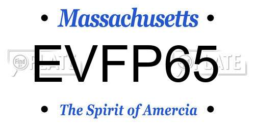 EVFP65 Massachusetts License Plate