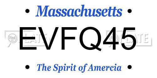 EVFQ45 Massachusetts License Plate