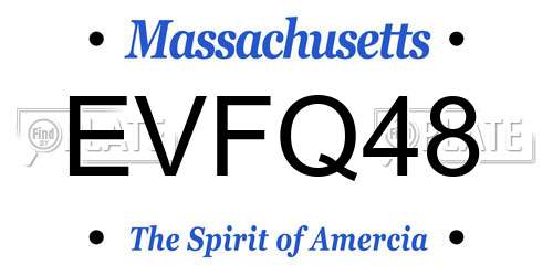 EVFQ48 Massachusetts License Plate