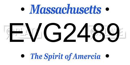 EVG2489 Massachusetts License Plate