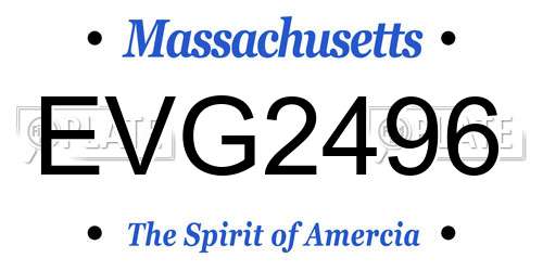 EVG2496 Massachusetts License Plate