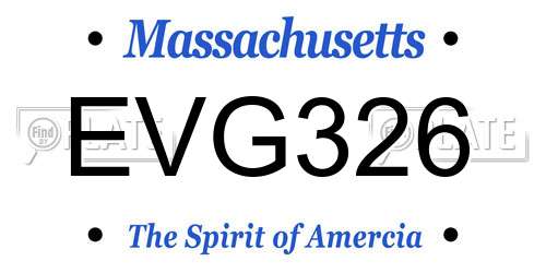 EVG326 Massachusetts License Plate