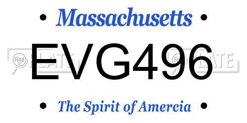 EVG496 Massachusetts License Plate