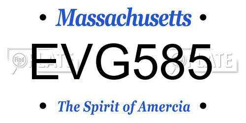EVG585 Massachusetts License Plate