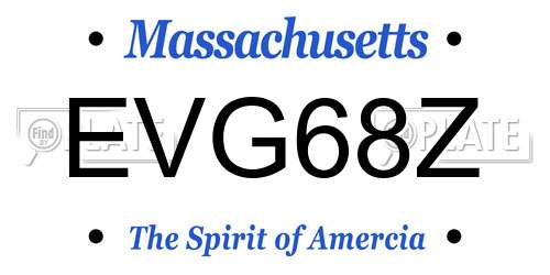 EVG68Z Massachusetts License Plate