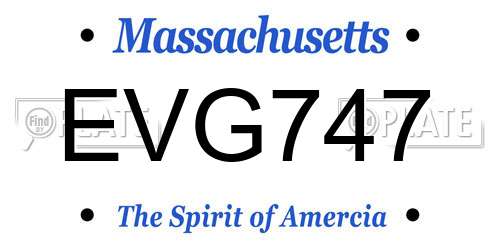 EVG747 Massachusetts License Plate