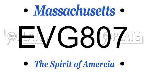 EVG807 Massachusetts License Plate