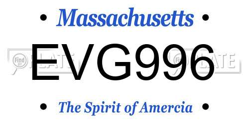 EVG996 Massachusetts License Plate