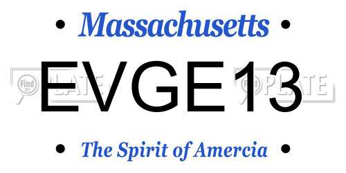 EVGE13 Massachusetts License Plate
