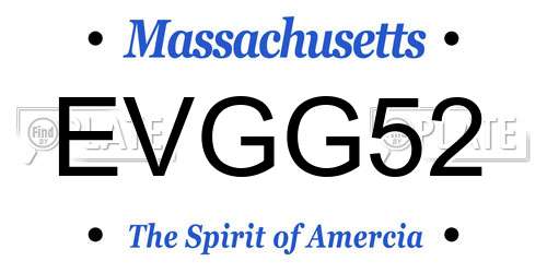 EVGG52 Massachusetts License Plate