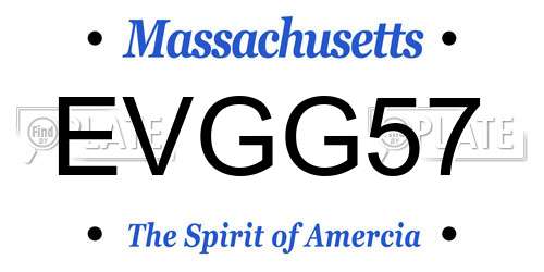 EVGG57 Massachusetts License Plate