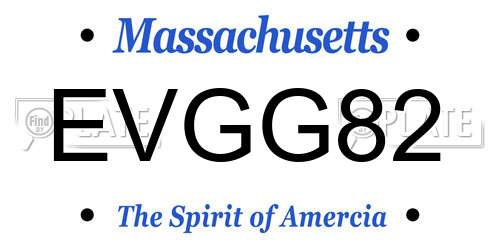 EVGG82 Massachusetts License Plate