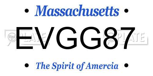 EVGG87 Massachusetts License Plate