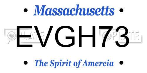 EVGH73 Massachusetts License Plate
