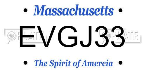 EVGJ33 Massachusetts License Plate