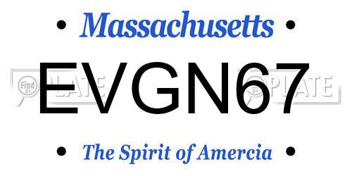 EVGN67 Massachusetts License Plate