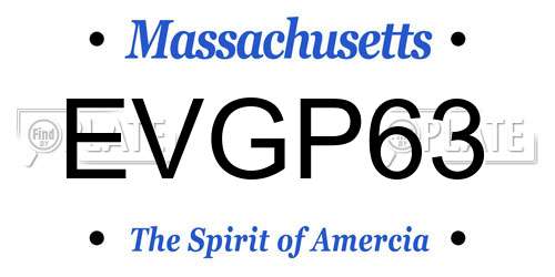 EVGP63 Massachusetts License Plate