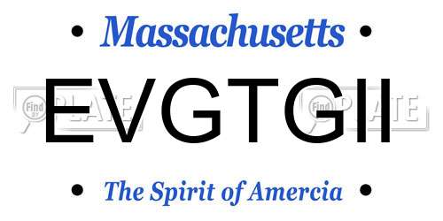 EVGTGII Massachusetts License Plate