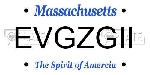 EVGZGII Massachusetts License Plate