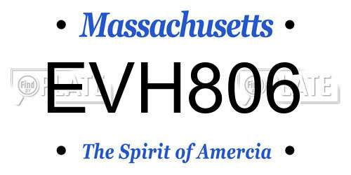 EVH806 Massachusetts License Plate
