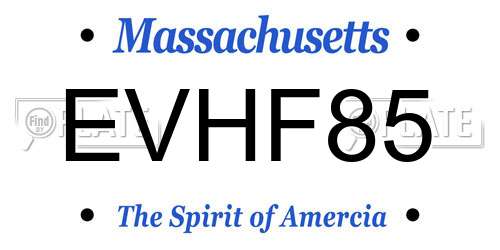 EVHF85 Massachusetts License Plate