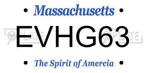 EVHG63 Massachusetts License Plate