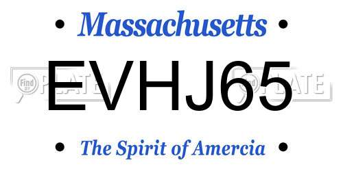 EVHJ65 Massachusetts License Plate