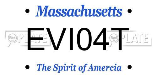 EVI04T Massachusetts License Plate